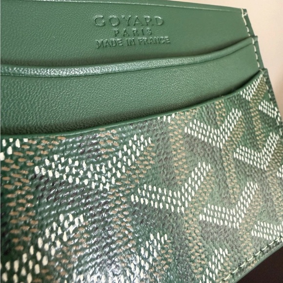 Goyard Green Chevron Leather Card Sleeve - Picture 2 of 4